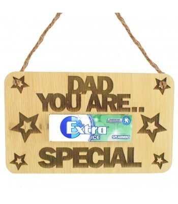 Laser Cut Oak Veneer 'Dad You Are Extra Special' Hanging Chewing Gum Holder
